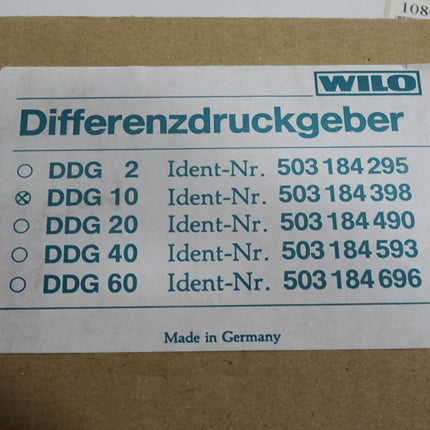 Wilo Differenzdruckgeber DDG10 503184398 / Neu OVP