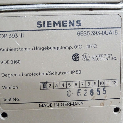 Siemens Panel OP393 III 6ES5393-0UA15 6ES5 393-0UA15 Pixelfehler auf dem Display