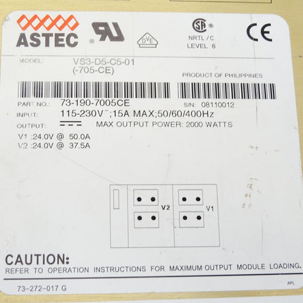 Astec VS3-D5-C5-01 73-190-7005CE Power Supply 2000W