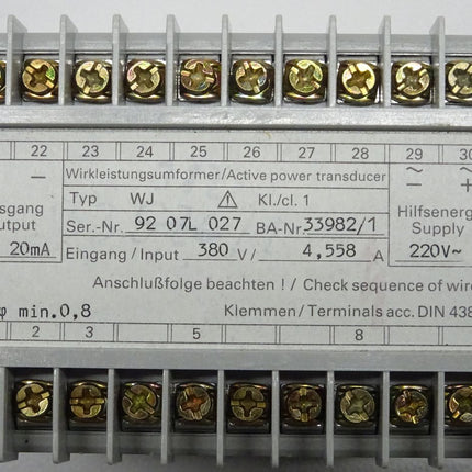 WJ WIRKLEISTUNGSUMFORMER ACTIVE POWER TRANSDUCER 9207L027 33982/1 / Neu-OVP