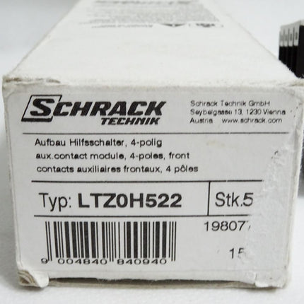 Schrack Aufbau Hilfsschalter LTZ0H522 Inhalt:5 Stück / Neu OVP