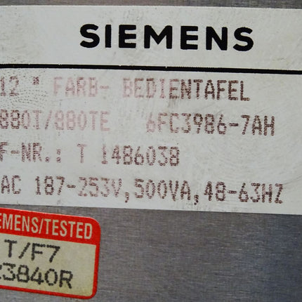 Siemens Sinumerik 12" Farb-Bedientafel / 6FC3986-7AH