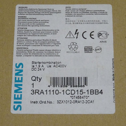 Siemens 3RA1110-1CD15-1BB4 / 3RA1 110-1CD15-1BB4 NEU/OVP