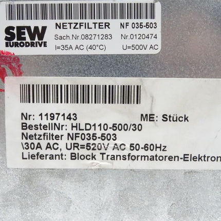 BLOCK HLD 110-500/30 UR=520Vac SEW Netzfilter SEW 08271283