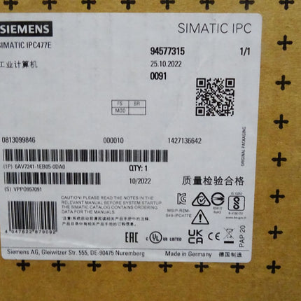 Siemens Simatic IPC477E 6AV7241-1EB05-0DA0 6AV7 241-1EB05-0DA0 22" Touch Panel / Neu OVP