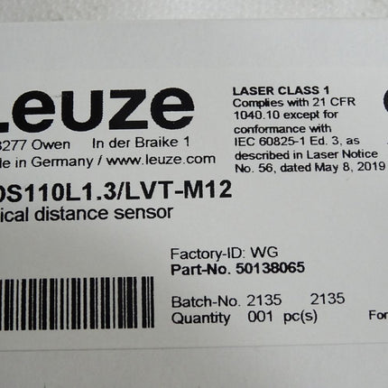 Leuze Optischer Abstandssensor optical Distance Sensor ODS110L1.3/LVT-M12 50138065 / Neu OVP