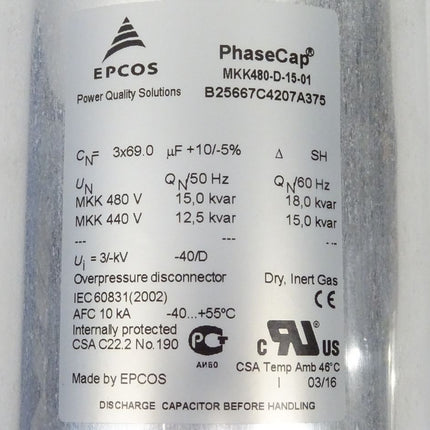 Epcos MKK480-D-15-01 Kondensator B25667C4207A375 neu