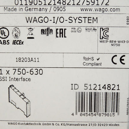 Wago 750-630 SSi Interface / Neu OVP versiegelt