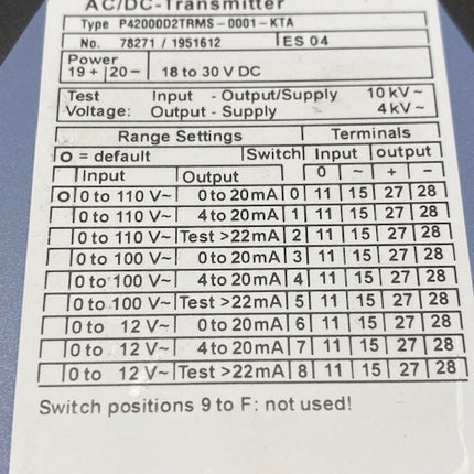 Knick P42000D2TRMS-0001-KTA AC/DC Transmitter 1945443 NEU-OVP