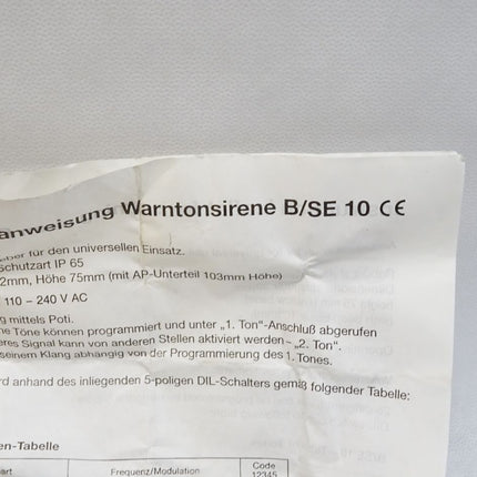 Warntonsirene B/SE 10 mit Gehäuse Blitzleuchte Hugentobler 110 230VAC 15Ws