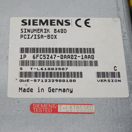 Siemens 6FC5203-0AB20-0AA1 TFT Color 840D + 6FC5210-0DA20-1AA1 Sinumerik MMC 103