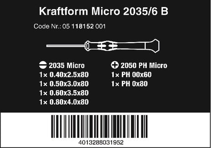 Wera 2035/6 B Elektroniker-Schraubendrehersatz + Rack