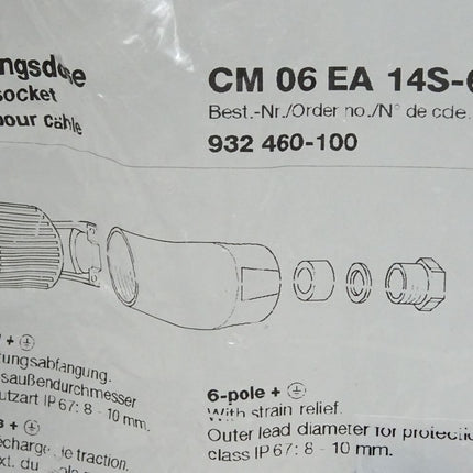 Hirschmann Leitungsdose CM 06 EA 14S-61S 932460-100 932 460-100 / Neu OVP