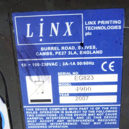 Linx 4900 Tintenstrahldrucker mit Bedienungsanleitung