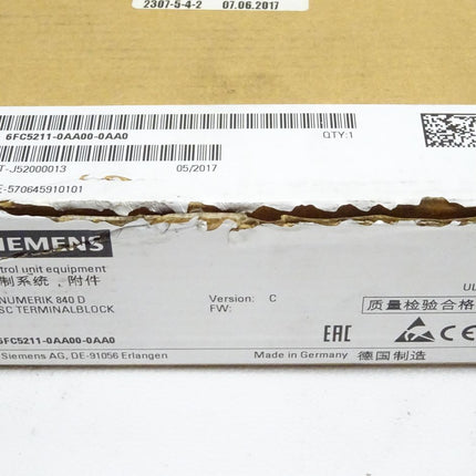 Siemens 6FC5211-0AA00-0AA0 Sinumerik 840D DSC Terminalblock 6FC5 211-0AA00-0AA0 NEU-OVP