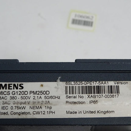 Siemens Sinamics G120D Power Module PM250D 6SL3525-0PE17-5AA1 Rev.A02