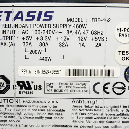 Etasis IFRP-462 Power Supply 9273CPSU-0010