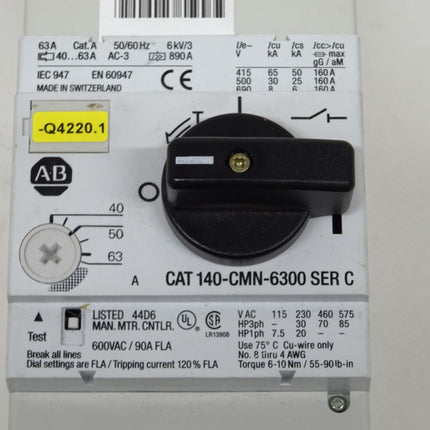 Allen Bradley CAT140-CMN-6300 Motorschutzschalter Schütz SER C