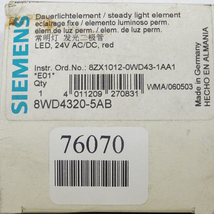 Siemens 8WD4320-5AB Dauerlichtelement LED, ROT 24V 70mm NEU-OVP