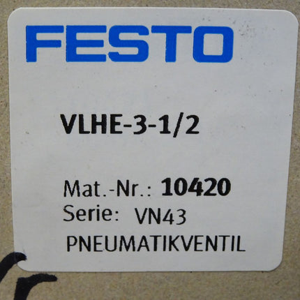Festo 10420 VLHE-3-1/2 Pneumatikventil / Neu OVP - Maranos.de