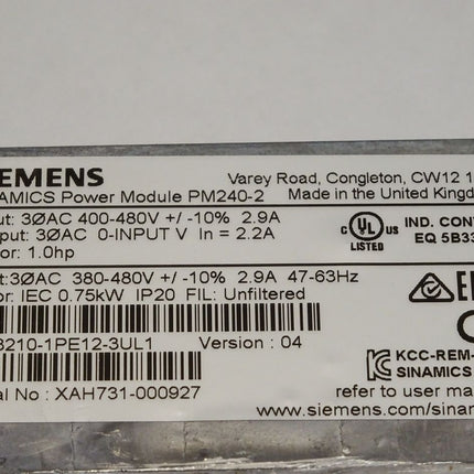 Siemens Sinamics PM240-2 6SL3210-1PE12-3UL1 / Neu