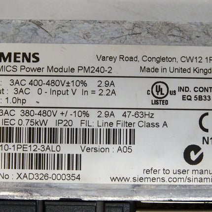 Siemens Sinamics Power Module PM240-2 / 6SL3210-1PE12-3AL0