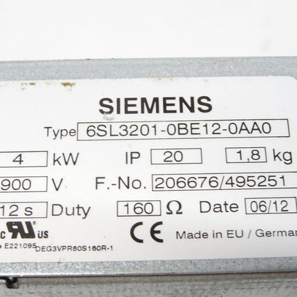Siemens 6SL3201-0BE12-0AA0 4kW 900V